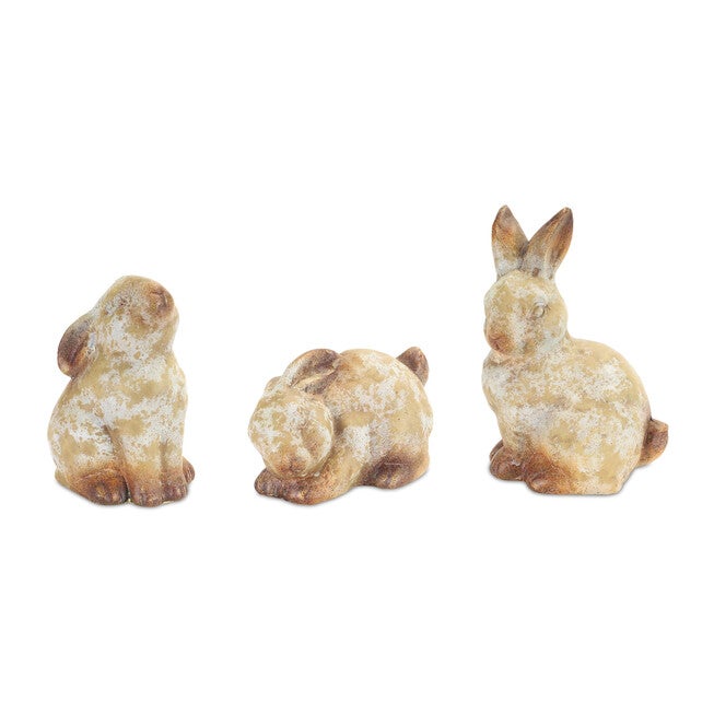 Weathered Terra Cotta Rabbit Garden Statue (Set Of 6), BROWN, hi-res image number null