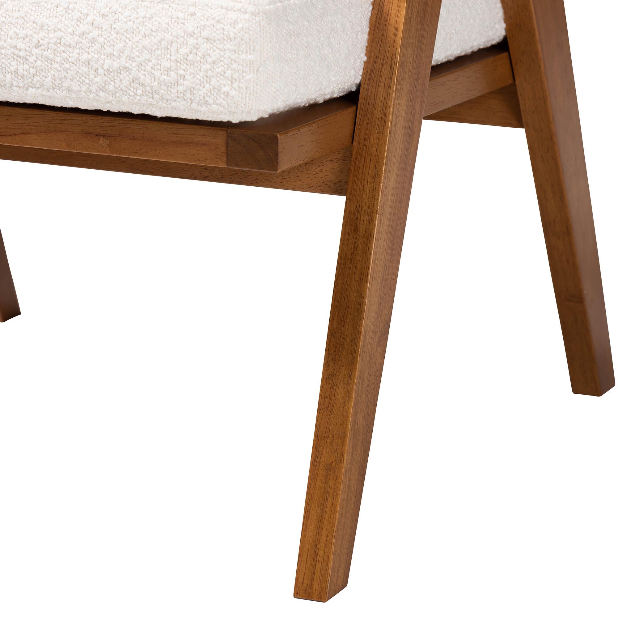 Jetsam Japandi Cream Boucle Fabric and Walnut Brown Finished Wood Arm Chair, CREAM, alternate image number 7