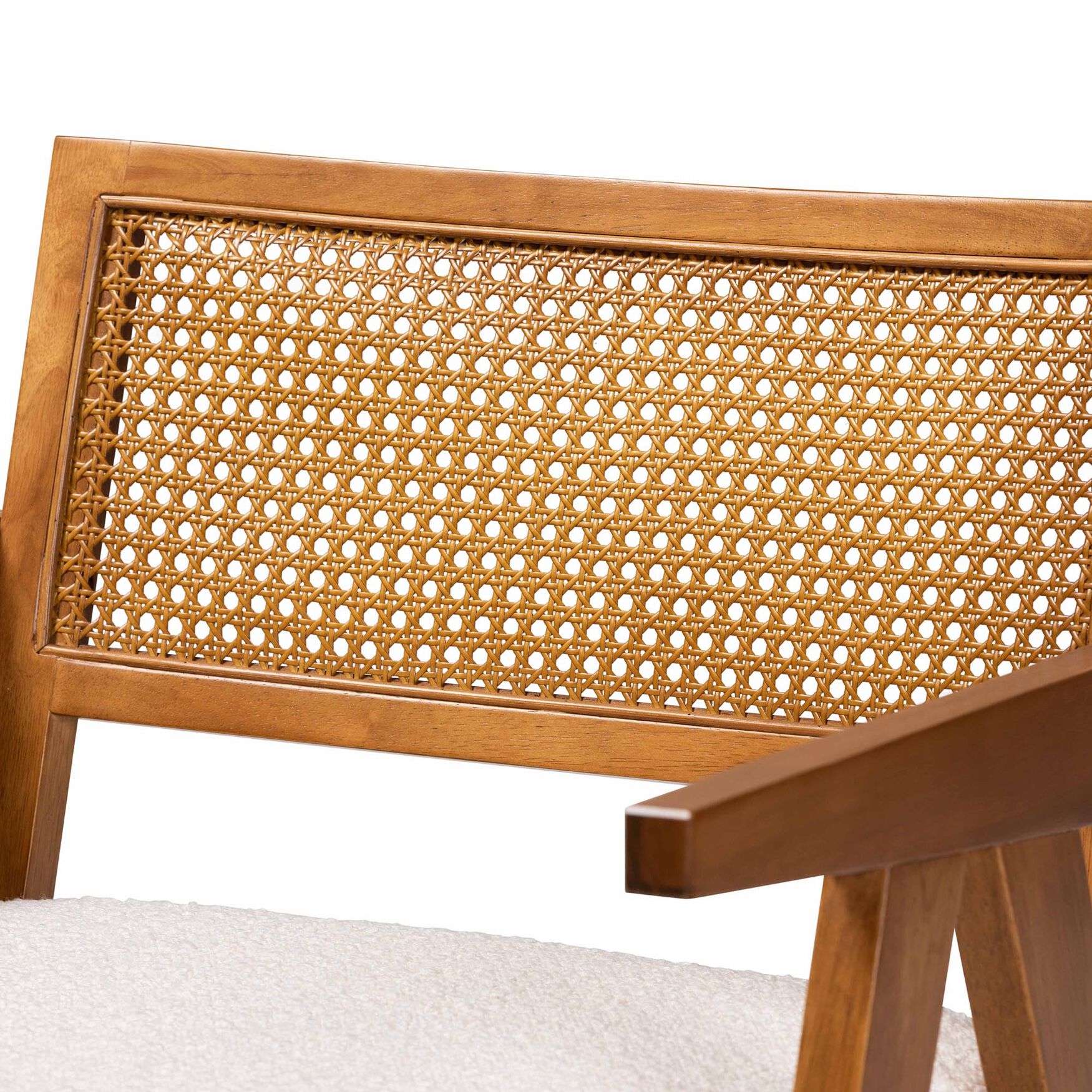 Jetsam Japandi Cream Boucle Fabric and Walnut Brown Finished Wood Arm Chair, , alternate image number 10