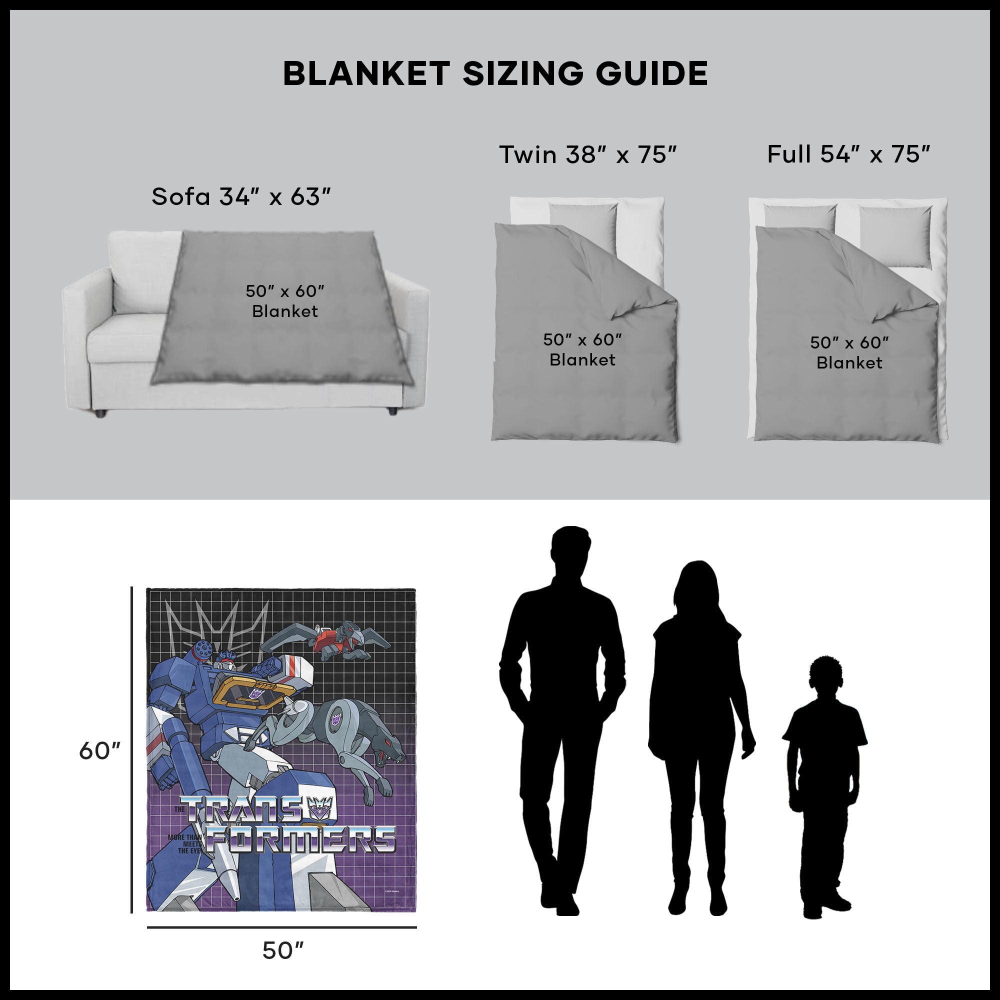 Hasbro Transformers G1 Grid Soundwave Silk Touch Throw Blanket 50X60 Inches, BLACK, alternate image number 5