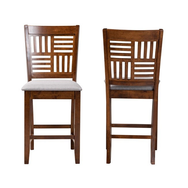 Deanna Modern Beige Fabric And Dark Brown Finished Wood 2-Piece Counter Stool Set, , alternate image number null