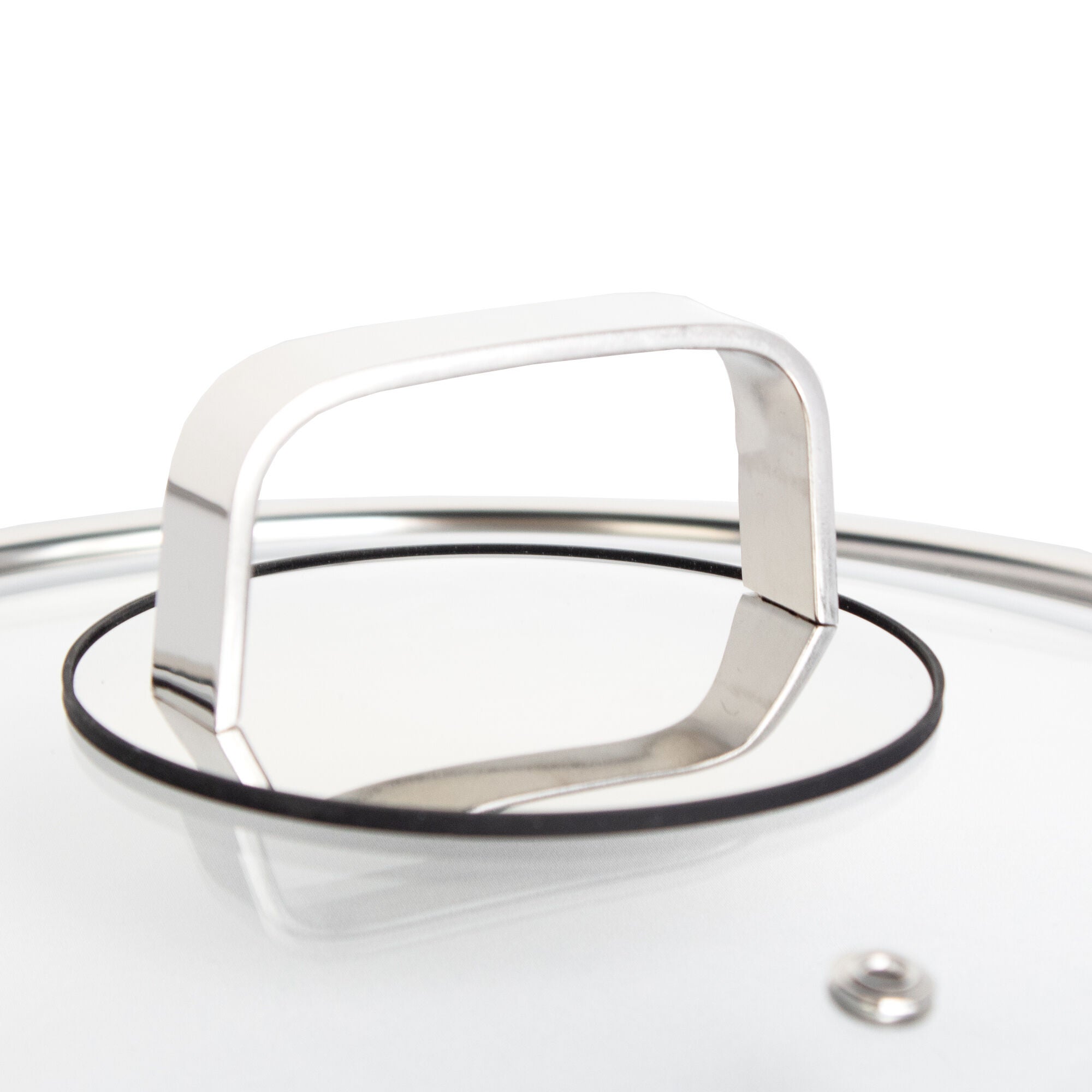 LIVWELL DiamondClad&trade; 10 inches Tempered Glass Lid with Silicone Rim, Cool Touch Insulated Handle, Dishwasher Safe &ndash; Clear, CLEAR, alternate image number 2