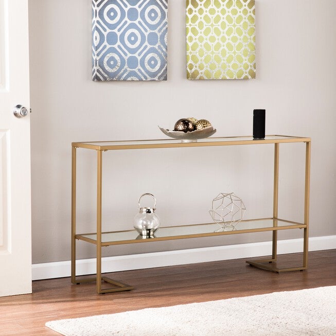 Horten Glam Narrow Console, GOLD, hi-res image number 0