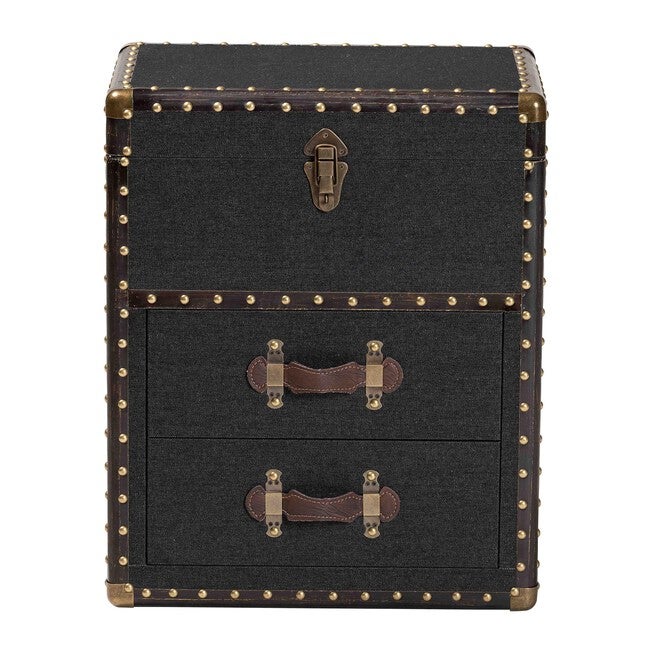 Agatha Vintage Black Canvas 2-Drawer Storage Trunk, BLACK, alternate image number 3