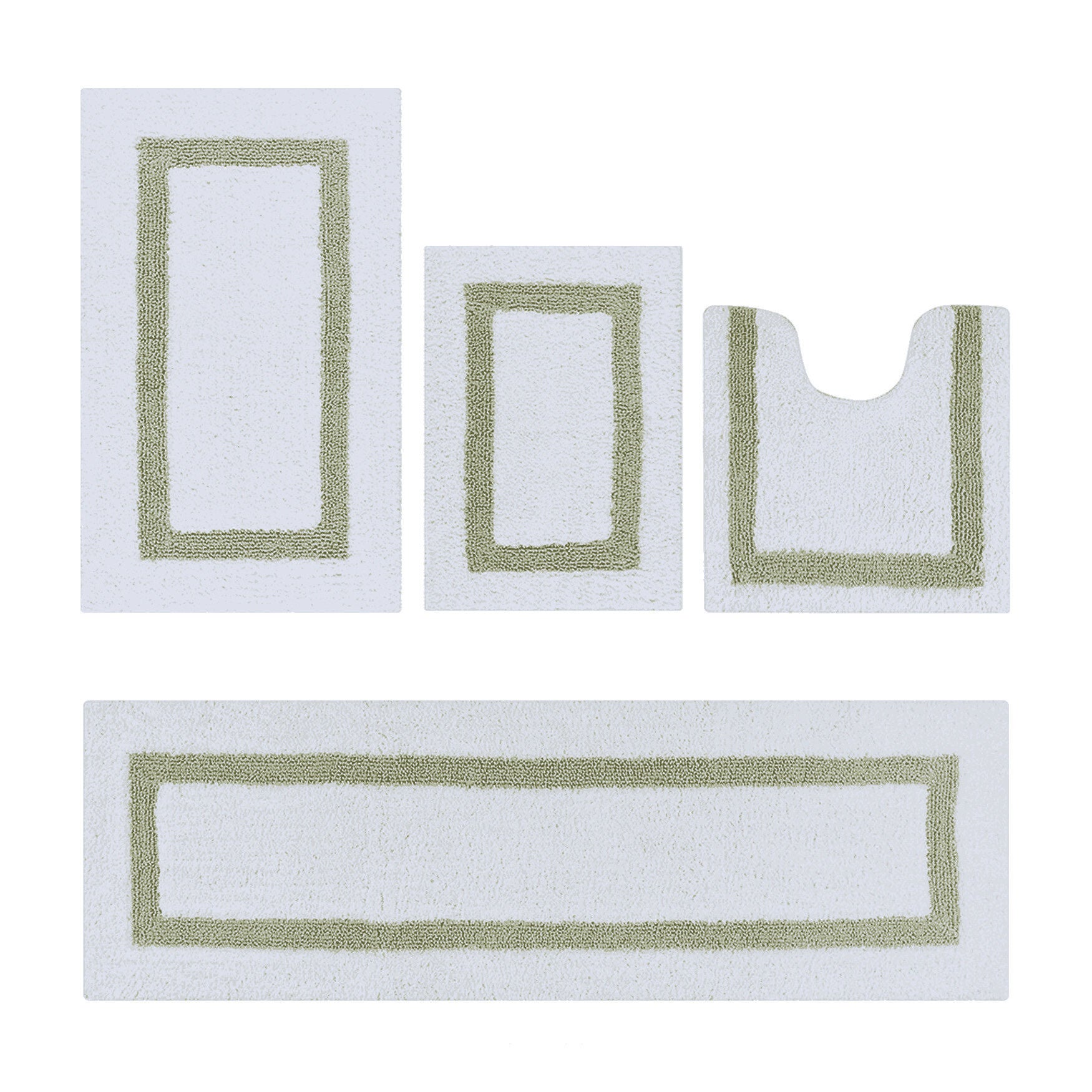 Hotel Collection 100% Cotton 4 Piece (17 inches X 24 inches | 20 inches X 20 inches | 21 inches X 34 inches | 20 inches X 60 inches) Bath Rug Set, WHITE SAGE, hi-res image number 0