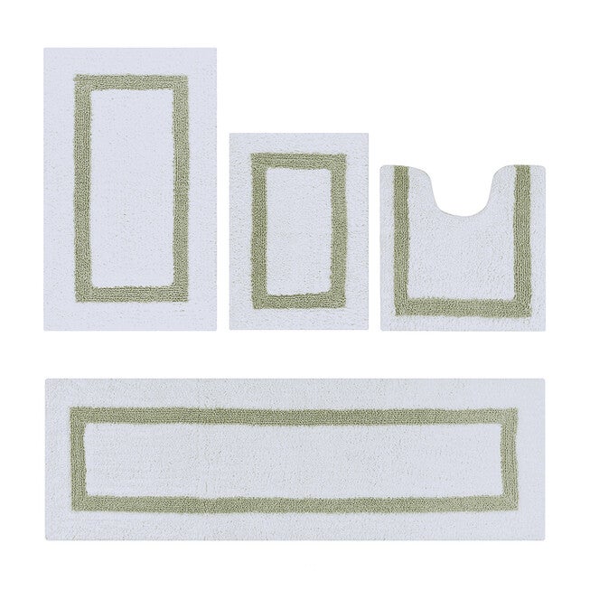 Hotel Collection 100% Cotton 4 Piece (17 inches X 24 inches | 20 inches X 20 inches | 21 inches X 34 inches | 20 inches X 60 inches) Bath Rug Set, WHITE SAGE, hi-res image number 0