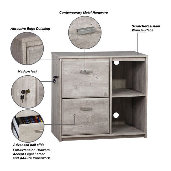 Saint Birch Elma File Cabinet In Washed Gray File Cabinet, , alternate image number null