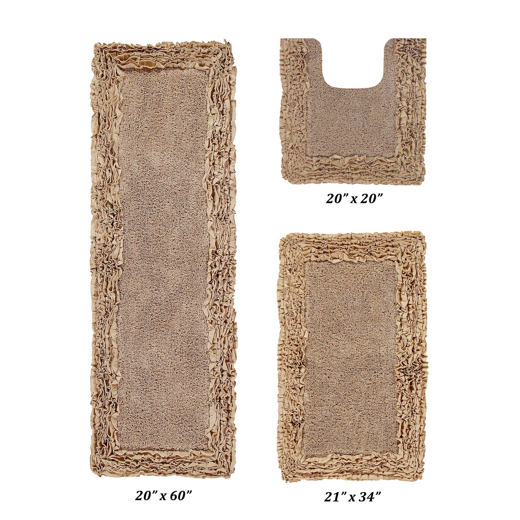 Shaggy Border Bath Rug Mat, 3-Pc. Set, BEIGE, hi-res image number 0