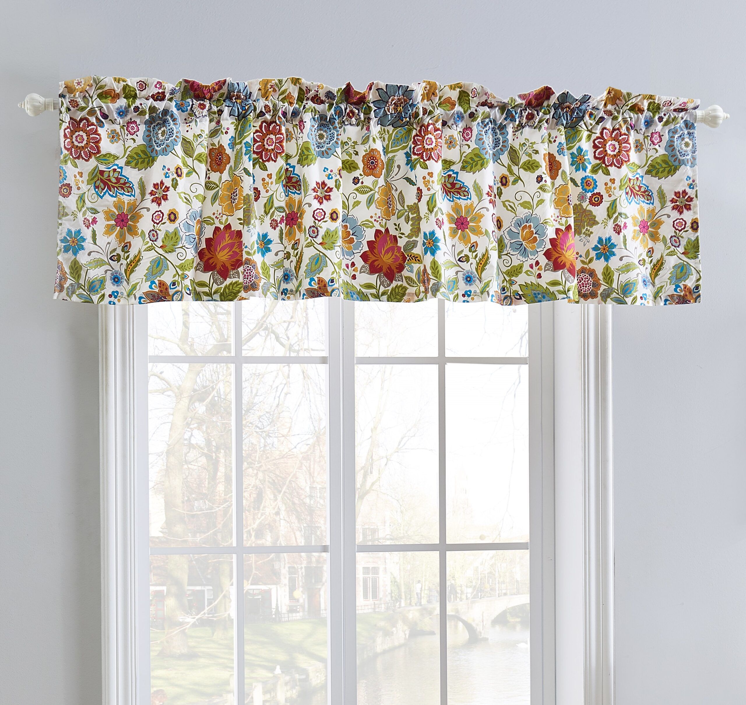 Astoria Window Valance Curtains, Spice, WHITE, alternate image number 1