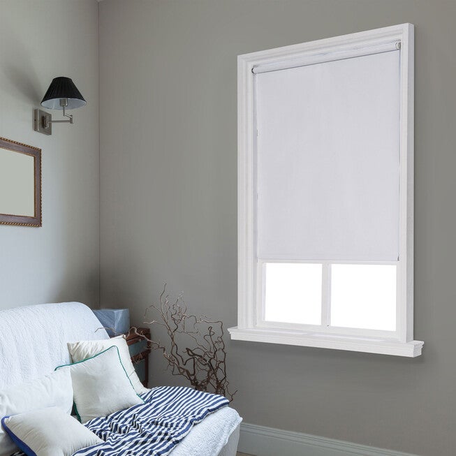 Cut-to-Width Spring Vinyl Roller Shade, WHITE, hi-res image number 0