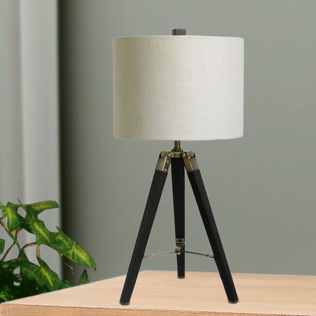28 inches Espresso Wood & Metal Table Lamp, ESPRESSO BRASS, hi-res image number null