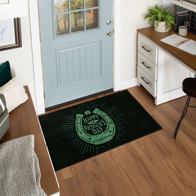Irish Horseshoe Black Kitchen Rug, , alternate image number null