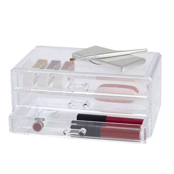 Acrylic Clearly Chic 3 Drawer Cosmetic Organizer, CLEAR, hi-res image number null