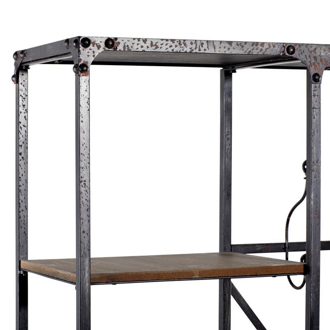 Industrial Rectangular Brown Wood and Metal Multi-Tiered Clothing Rack, 72 inchesH x 44 inchesL x 17 inchesW, , alternate image number null