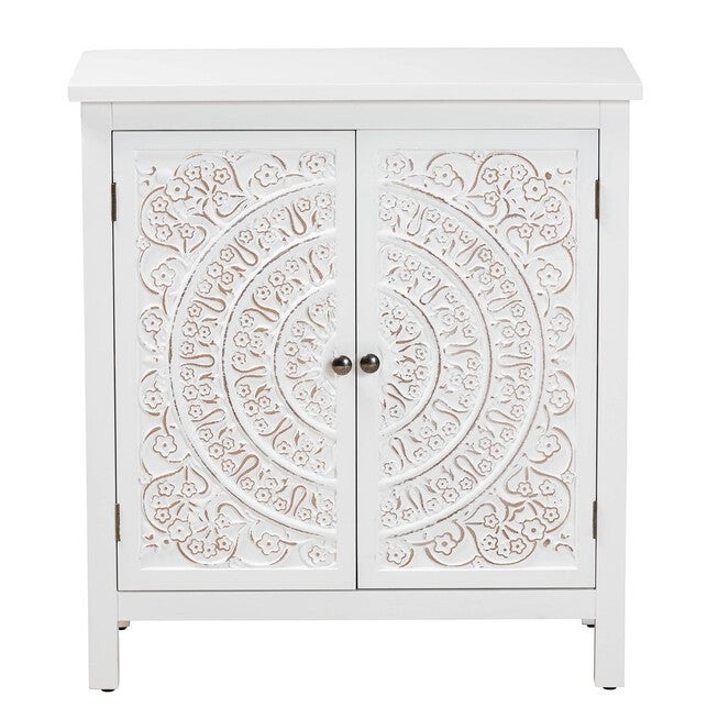 Yelena Classic And Traditional White Finished Wood 2-Door Storage Cabinet, , alternate image number null