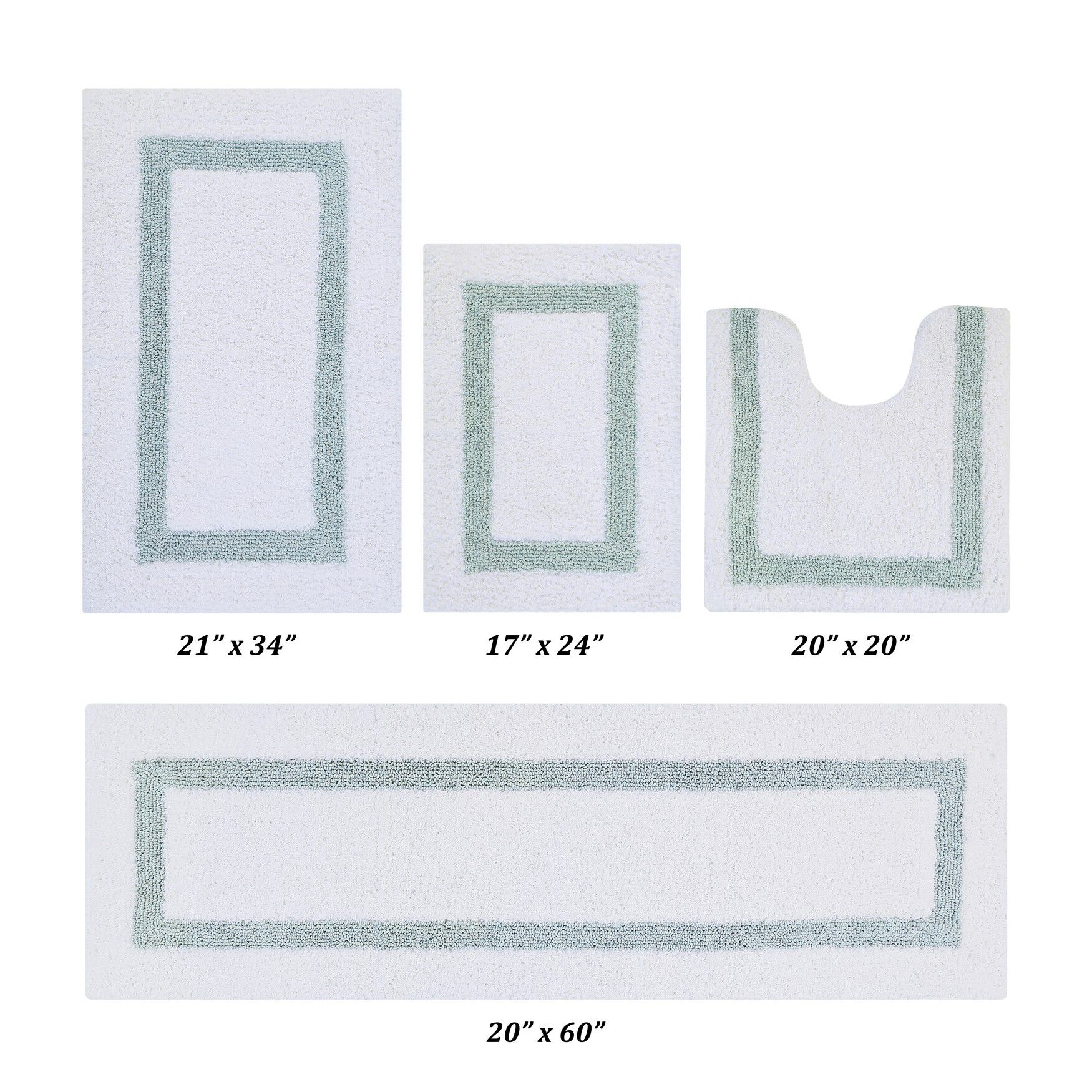Hotel Collectionis Bath Mat Rug 4 Piece Set (17 inches x 24 inches | 20 inches x 20 inches | 21 inches x 34 inches | 20 inches x 60 inches), WHITE BLUE, hi-res image number 0