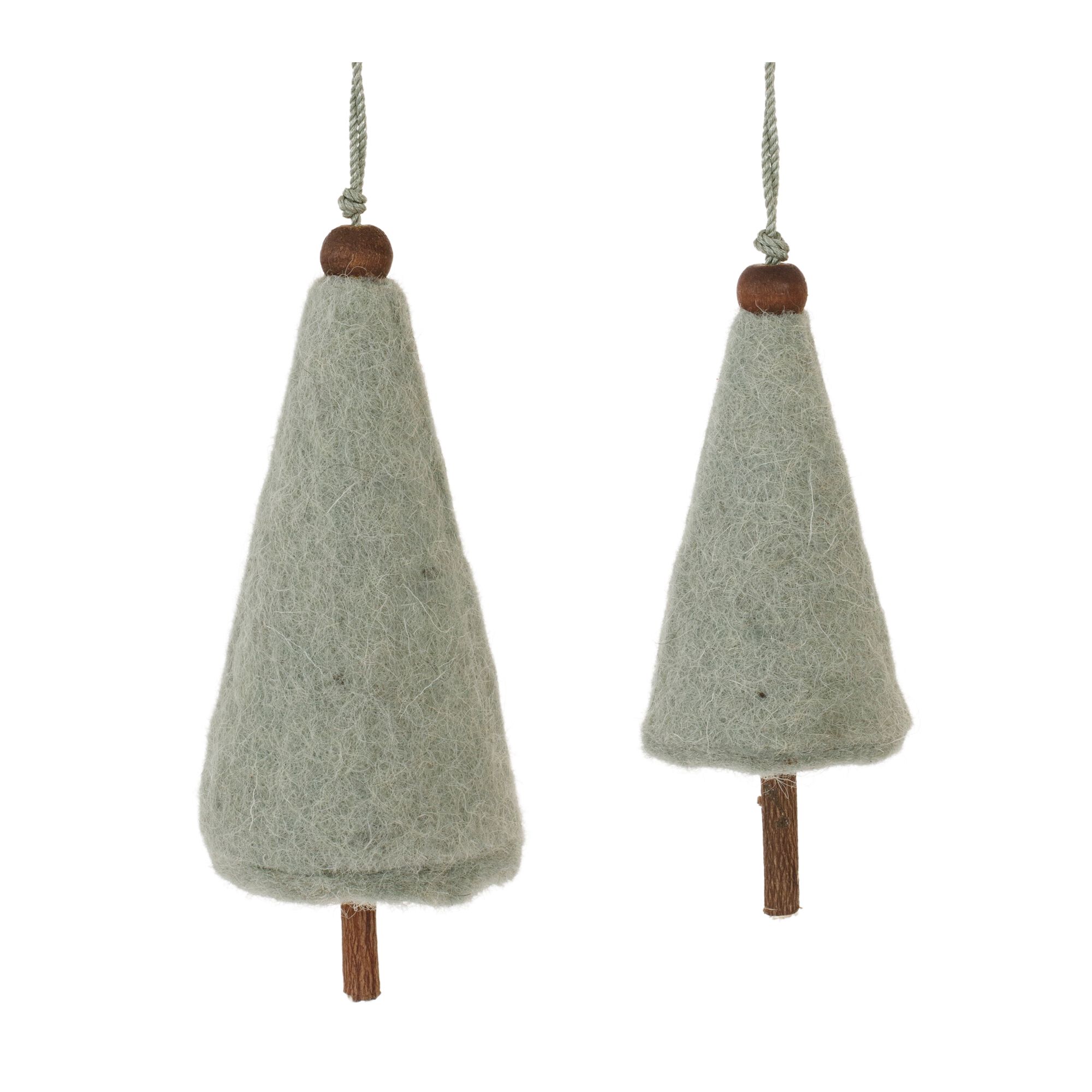 Felt Wool Pine Tree Ornament (Set of 8), GREEN, hi-res image number 0