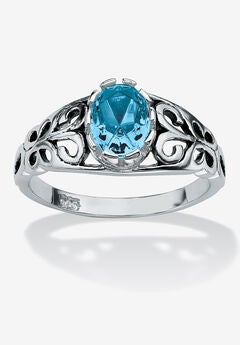 Sterling Silver Swirl Simulated Birthstone Ring