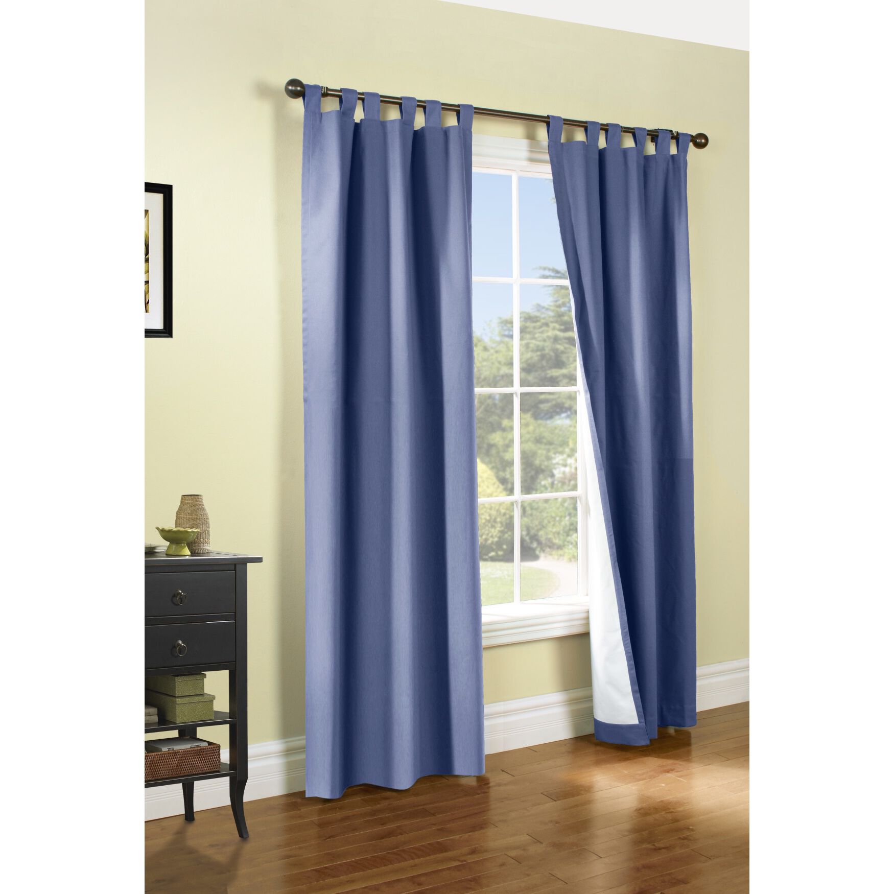 Weathermate Room Darkening Tab Top Curtain Panel Pair, BLUE, hi-res image number 0
