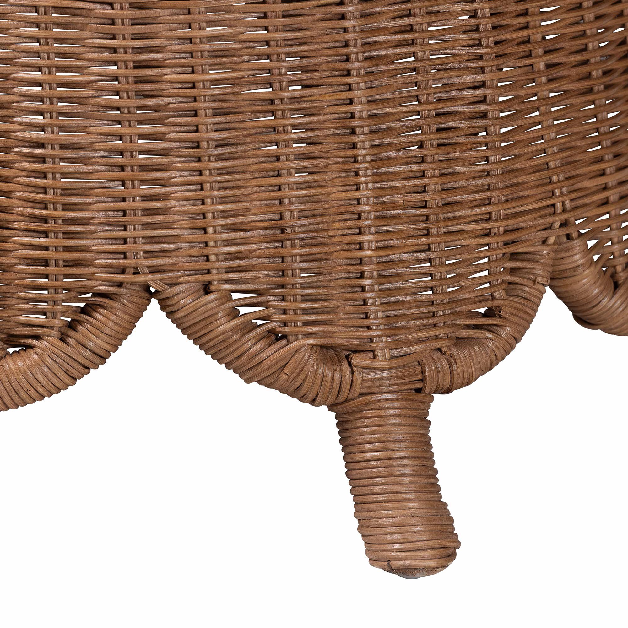 Detta Natural Rattan Footstool with Cushion, BROWN, alternate image number 5