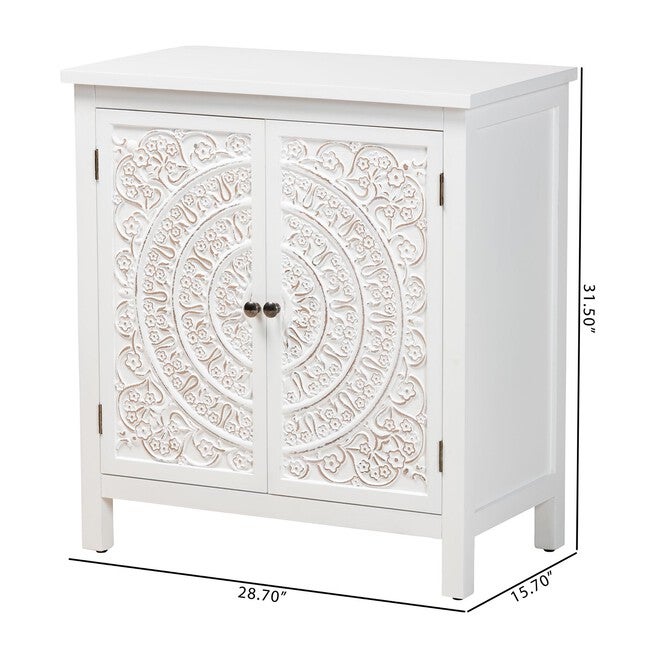 Yelena Classic And Traditional White Finished Wood 2-Door Storage Cabinet, , alternate image number null
