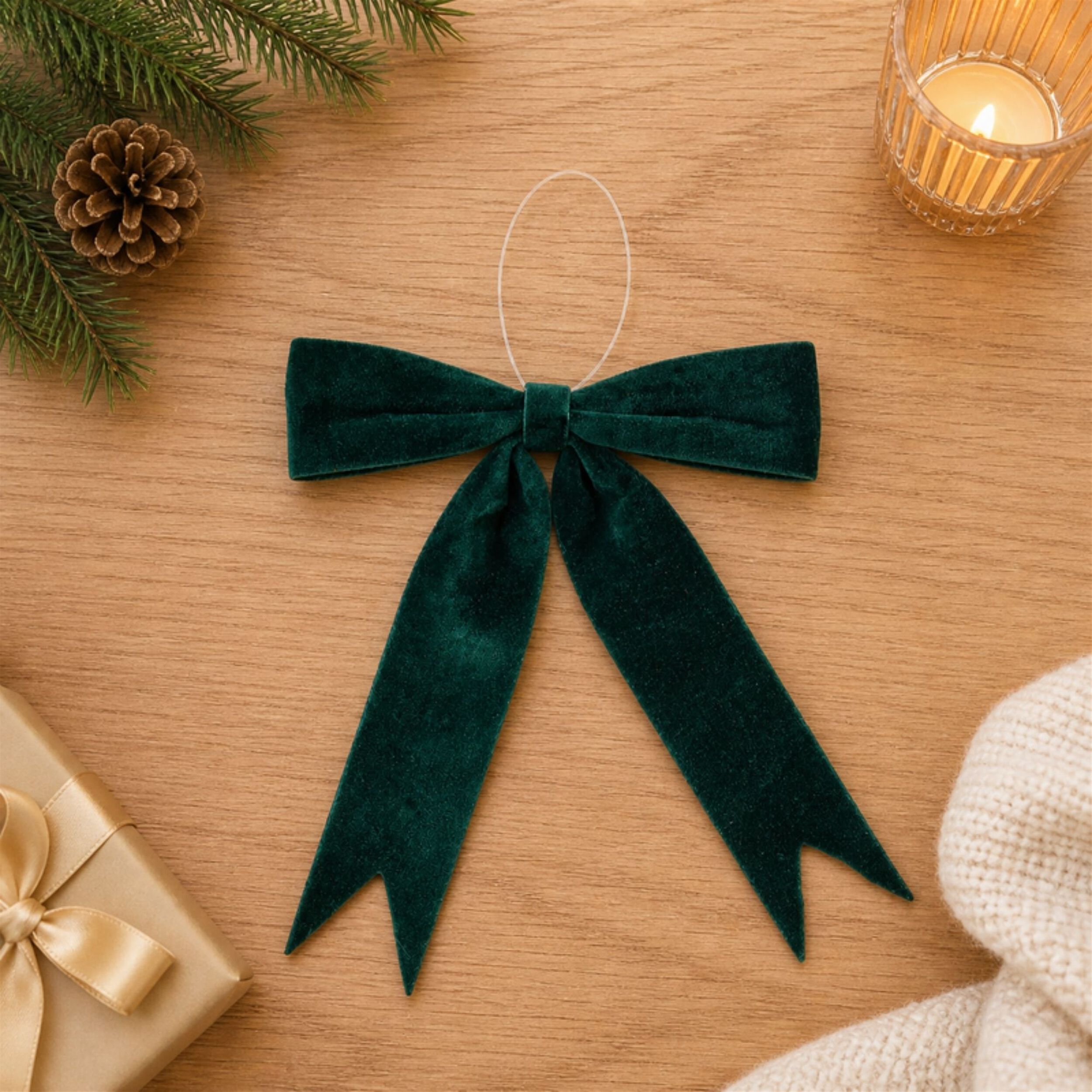 Emerald Green Holiday Bow (Set of 2), GREEN, alternate image number 1