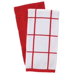 Solid And Check Parquet Kitchen Towel, Two Pack