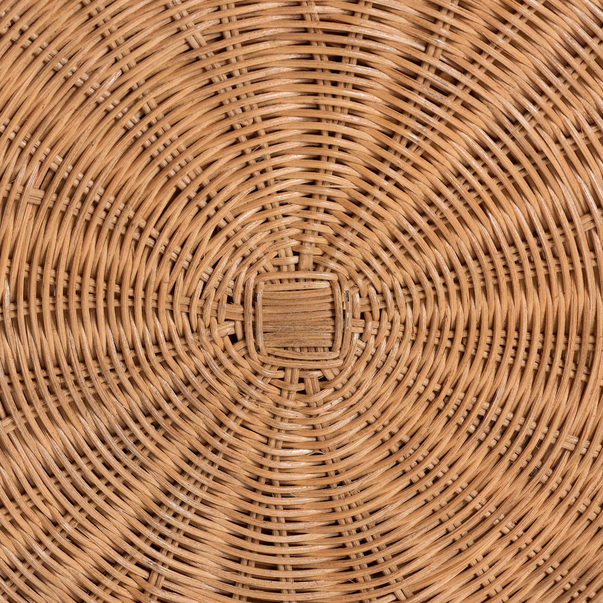 Palm Scallop Natural Rattan Ottoman, 32 inches Round, LIGHT HONEY, alternate image number 4