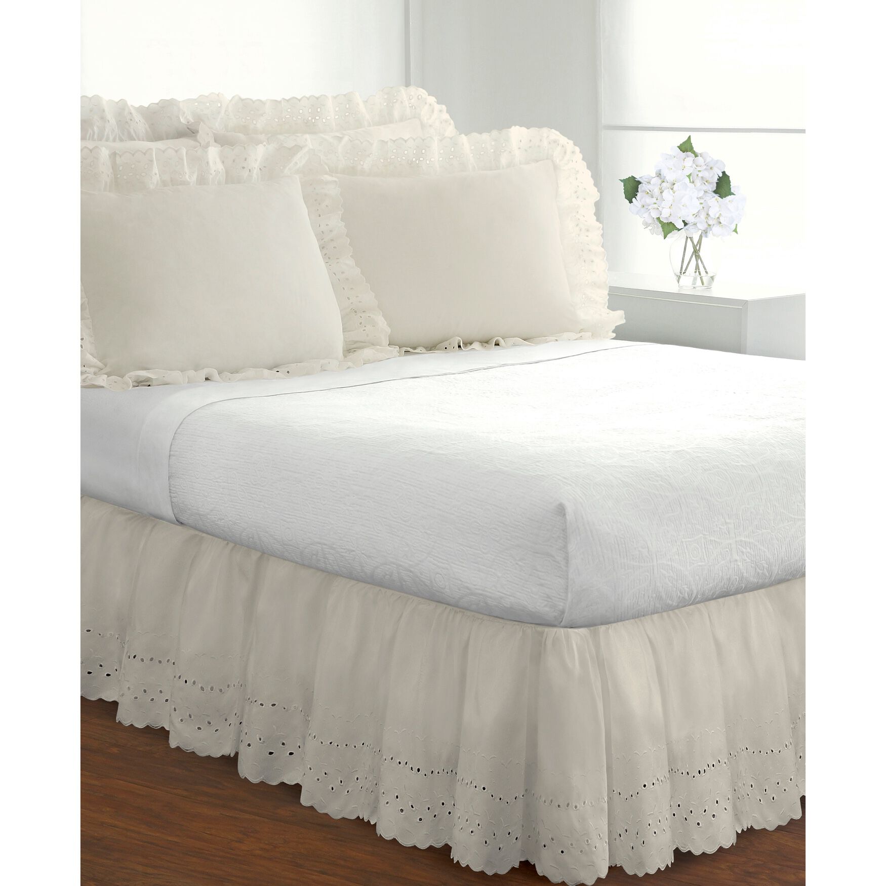 Ruffled Eyelet 2 Pack Pillow Shams King Standard Ivory Woman Within