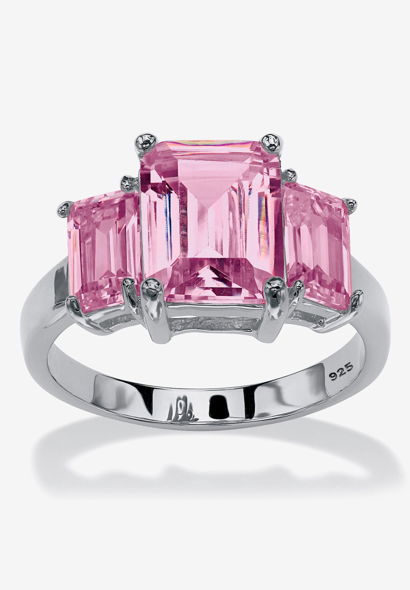 Sterling Silver 3 Square Simulated Birthstone Ring, JUNE, hi-res image number 0