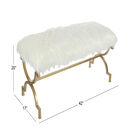 White Fur and Metal Contemporary Bench, 20x42x17, , alternate image number null