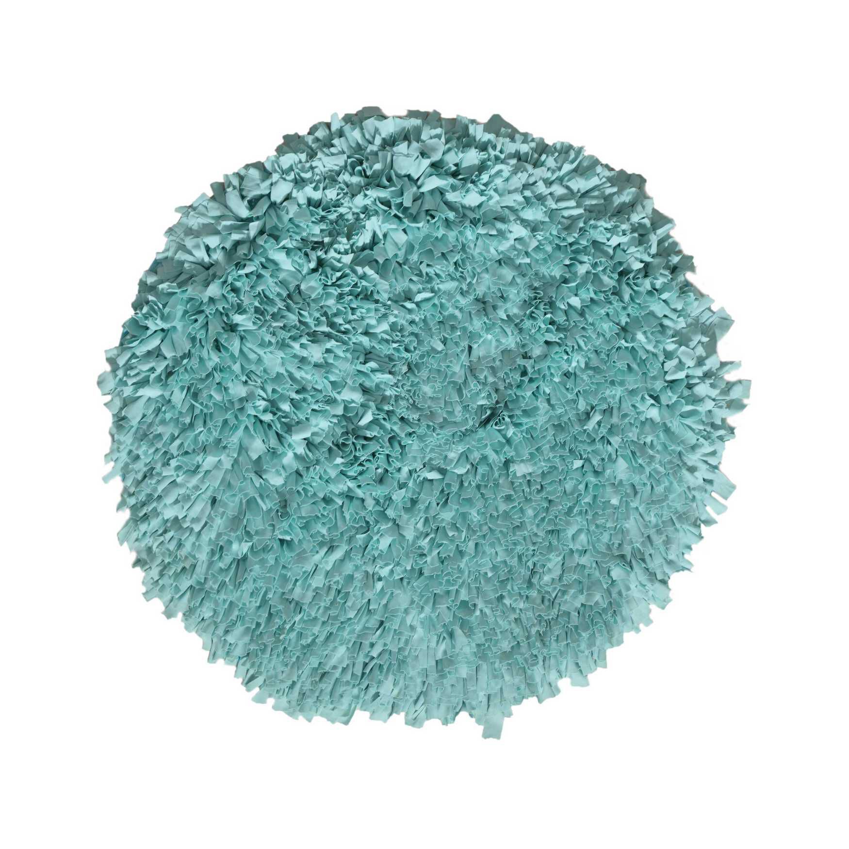 Bella Premium Jersey Shaggy Round Area Rug, AQUA, hi-res image number 0