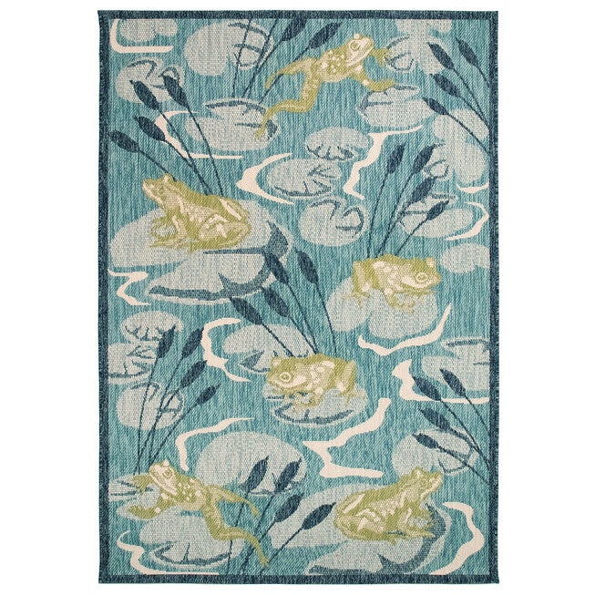 Liora Manne Portofino Frog Pond Indoor/Outdoor Rug, AQUA, hi-res image number null