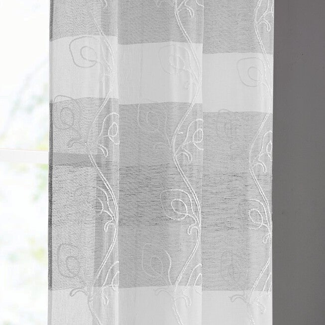 Silvia Semi Sheer Floral Grommet Panel Pair, , alternate image number null