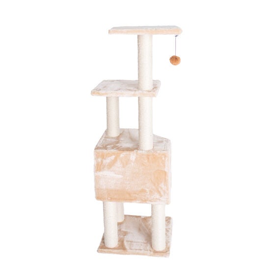 3 Levels Real Wood 48" Cat Tower For Kittens Play, , alternate image number null