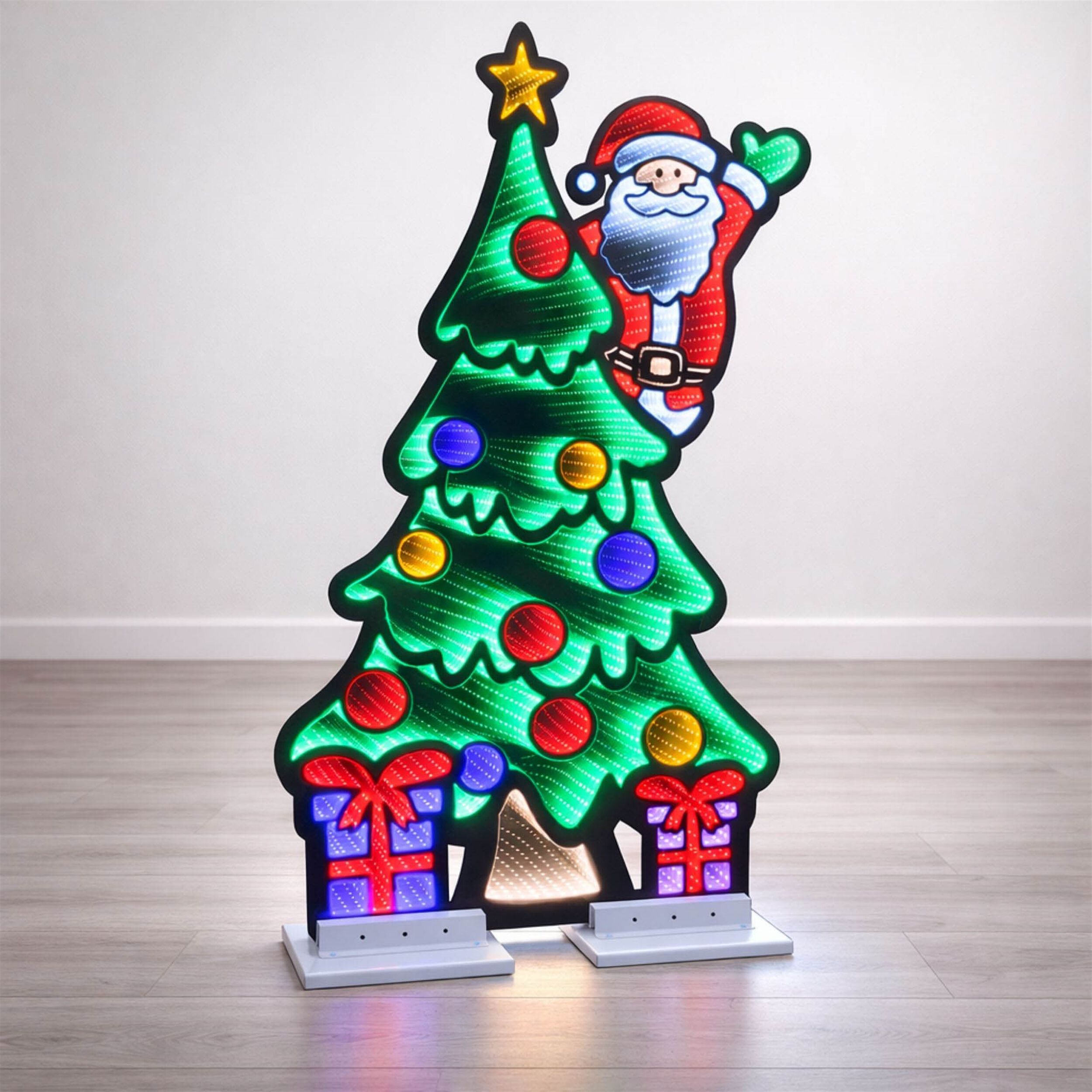 Santa and Christmas Tree Ekkolight 48 inchesH, MULTICOLOR, alternate image number 1