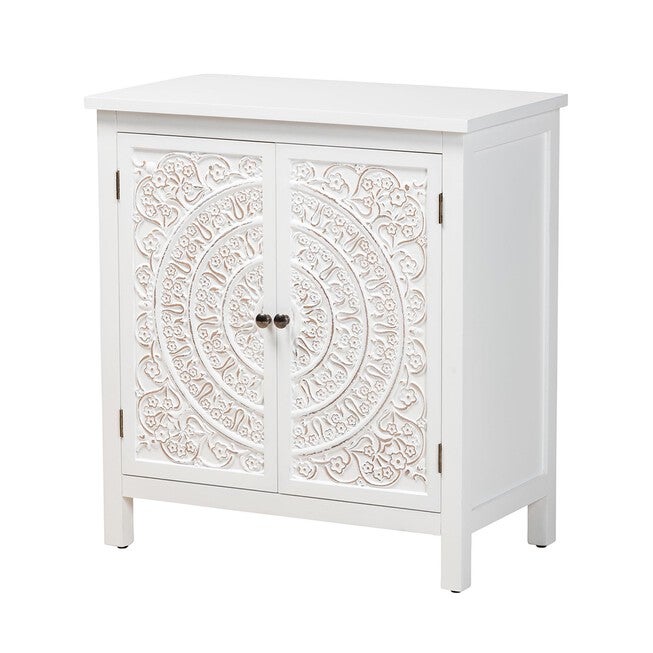 Yelena Classic And Traditional White Finished Wood 2-Door Storage Cabinet, WHITE, hi-res image number null