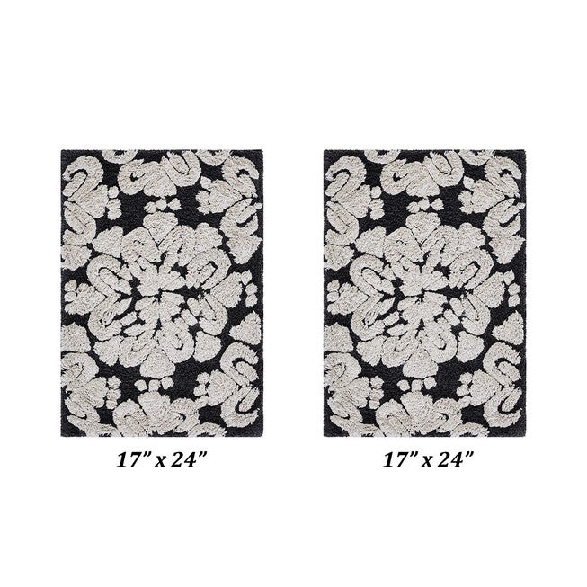 Medallion Collection 100% Cotton 2 Piece (17 inches X 24 inches | 17 inches X 24 inches) Bath Rug Set, CHARCOAL NATURAL, hi-res image number 0