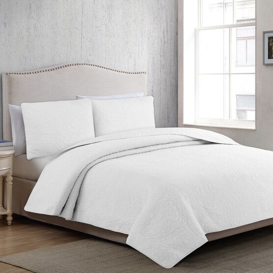Estate Collection Marissa Medallion Quilt Set, WHITE, hi-res image number null