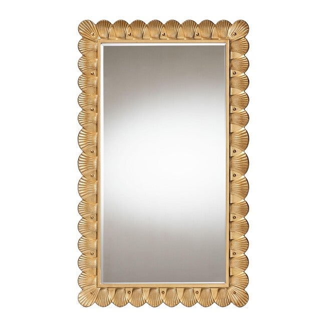 Vadim Antique Gold Wood Accent Mirror with Seashell Border, ANTIQUE GOLD, alternate image number null