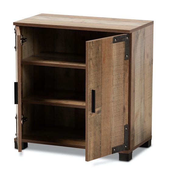 Cyrille Farmhouse Rustic Wood 2-Door Shoe Cabinet Furniture, , on-hover image number null