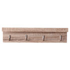 Modern Wood Wall-Mount Shelf with Hooks, GRAY OAK, hi-res image number null