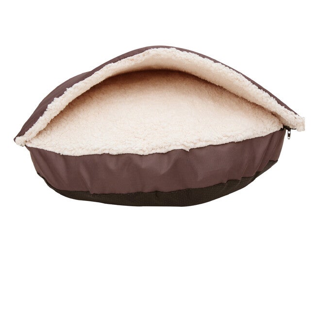 Happycare Tex Durable Oxford to Sherpa Pet Cave and Round Pet Bed, 25 inches, with Removable top and Insert, Coffee, , alternate image number null