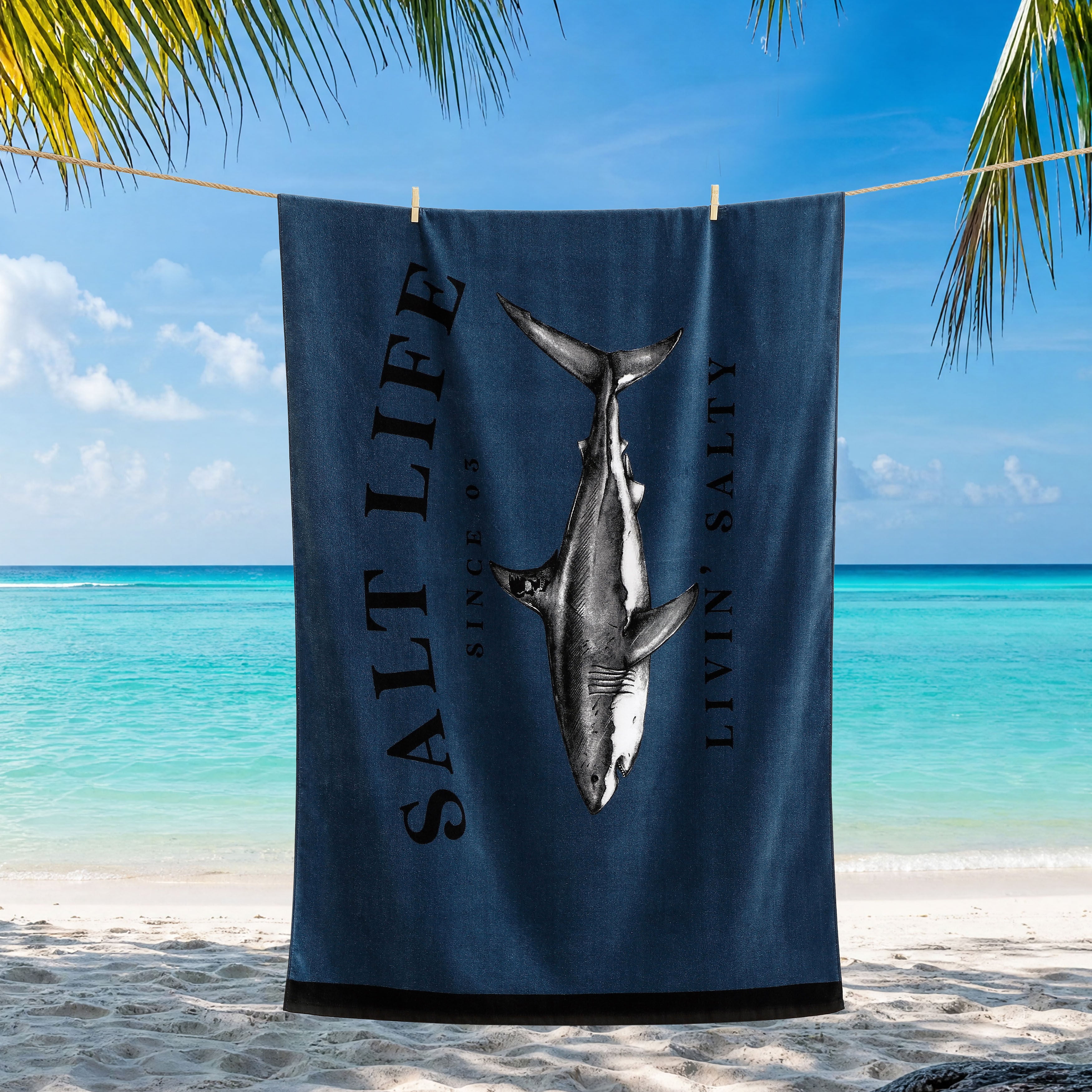 Jaws Of Steel Beach Towel, BLUE, alternate image number 1