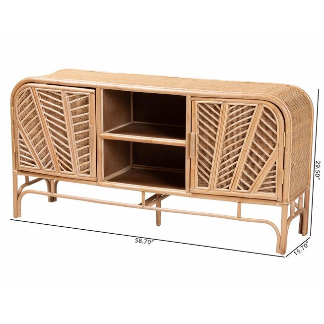 Carabella Bohemian Natural Rattan 2-Door Storage Cabinet, , alternate image number 8