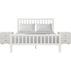 Hampton Wooden Platform Bed in Black, Queen with 2 Nightstands