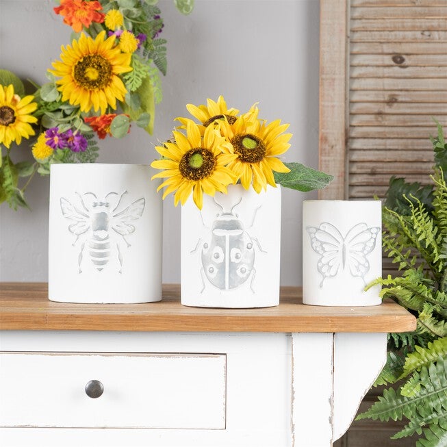 Insect Pot (Set of 3) 4.5 inchesD x 5.75 inchesH, 5.5 inchesH x 6.75 inchesH, 6.5 inchesD x 7.75 inchesH Iron, WHITE/GREY, alternate image number 4