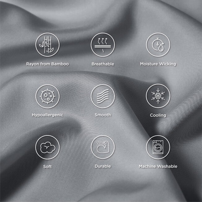 Doctor Pillow Royal Luxury Bamboo Pillowcase Single Grey, GREY, alternate image number null