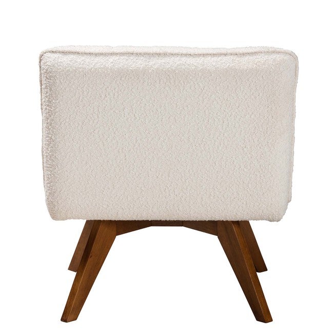 Darielle Japandi Cream Boucle Fabric And Walnut Brown Finished Rubberwood Accent Chair, , alternate image number 3