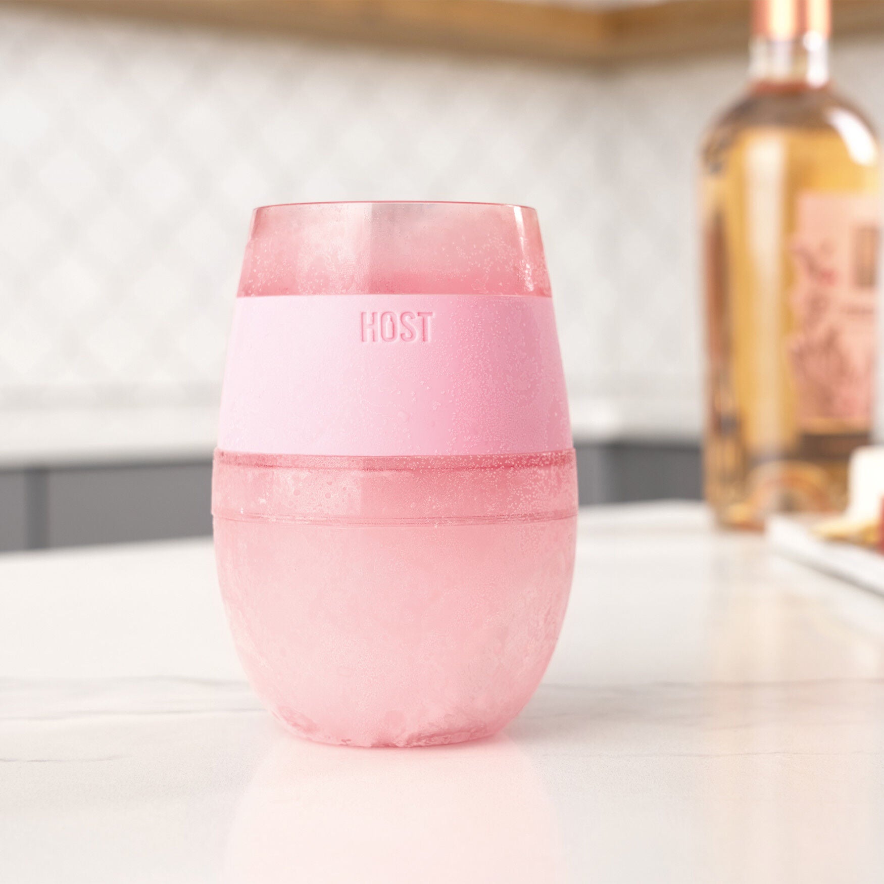 Wine Freeze Cooling Cup In Translucent Pink, , on-hover image number 1